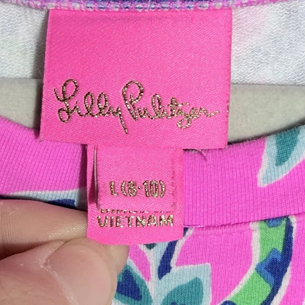 Lilly Pulitzer Plumeria Pink Untamed Hearts Elfrea Ruffle Dress Girl's L/8-10